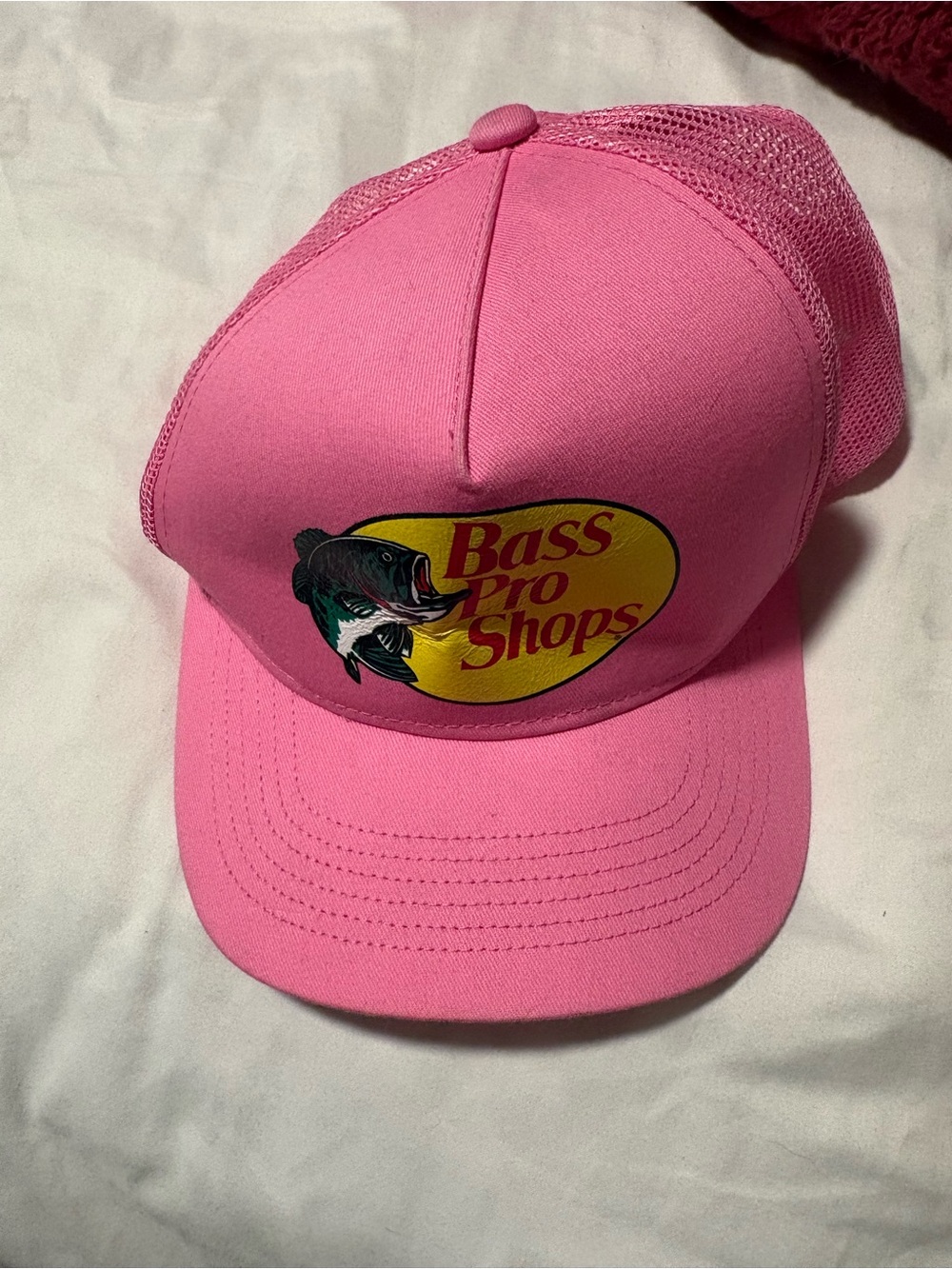 Bass Pro Shops Pink Trucker Hat with Fish Logo